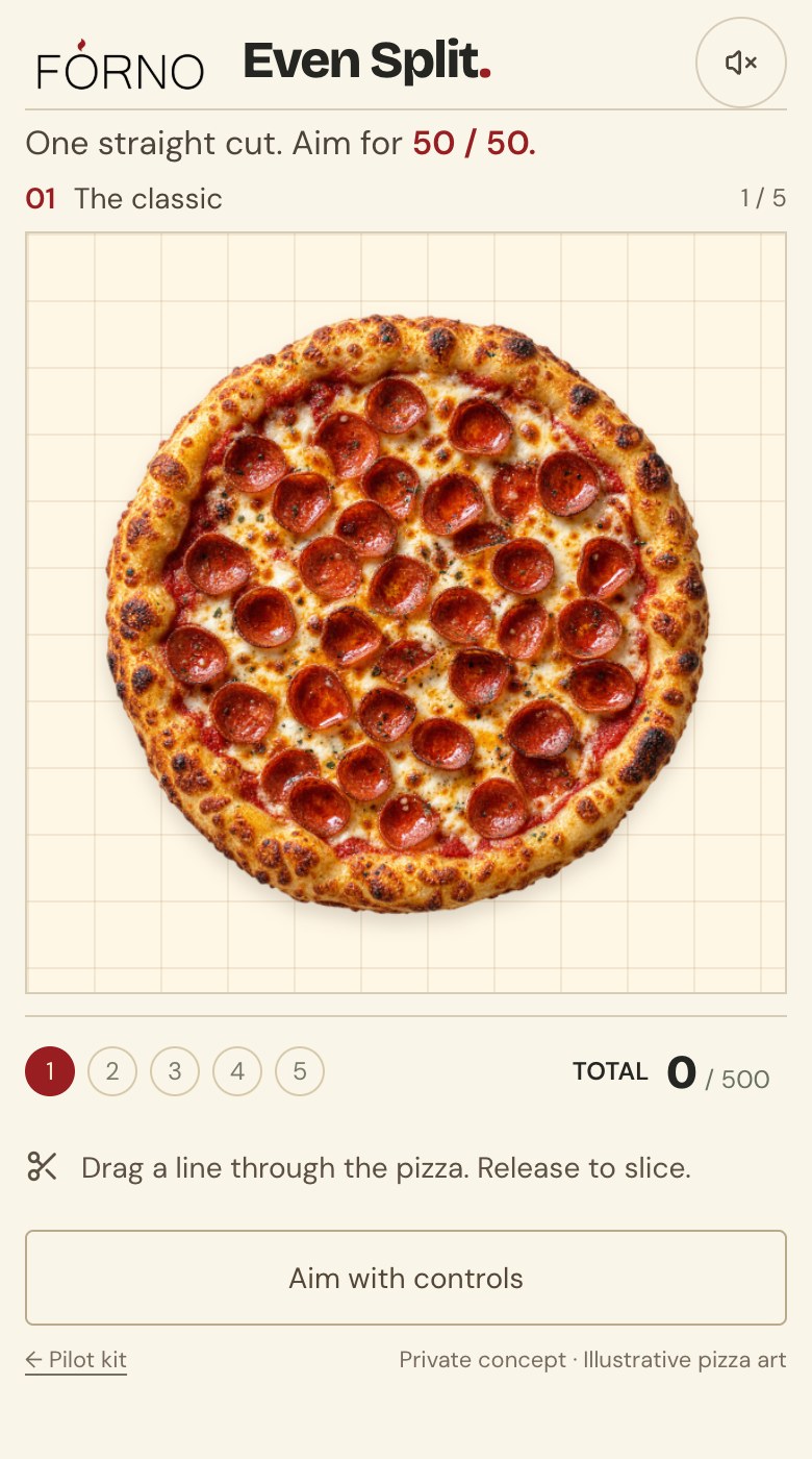 FORNO edition of Even Split, actual mobile screen